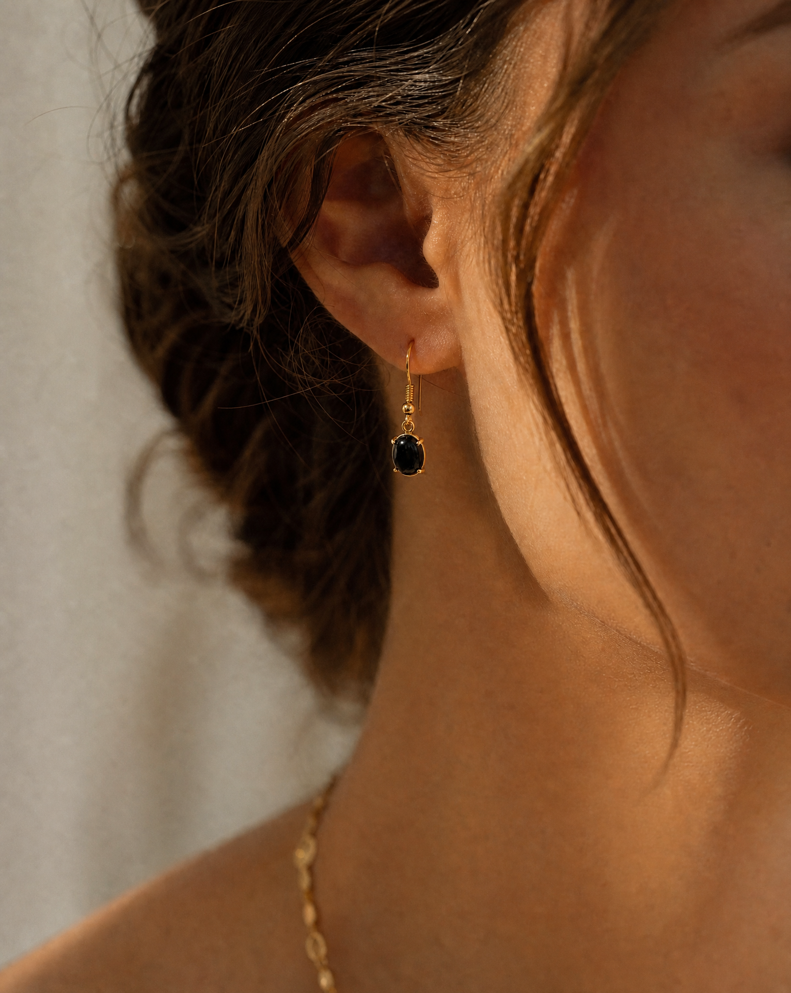 24k Gold Plated Onyx Earrings