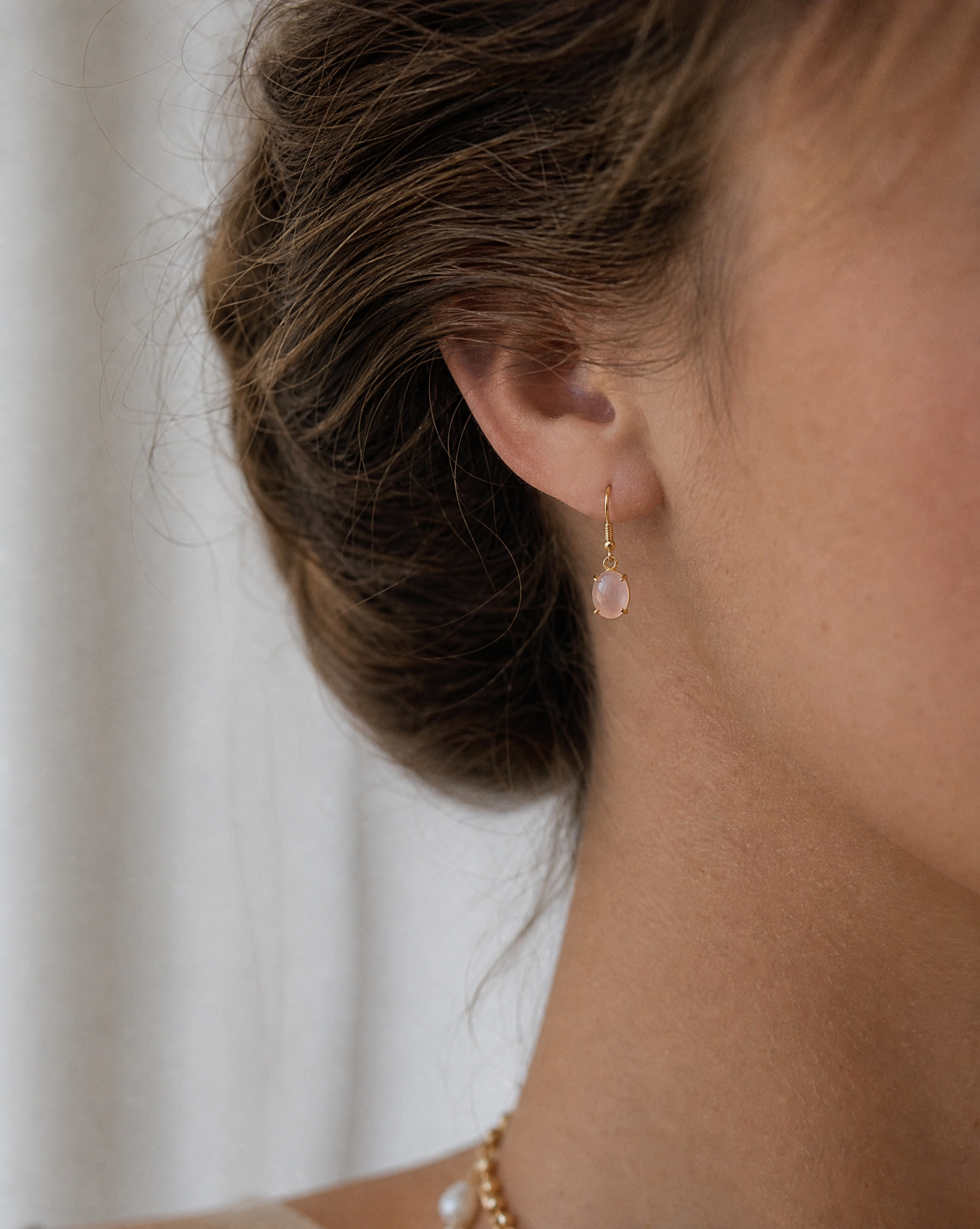 24k Gold Plated Pink Opal Earrings