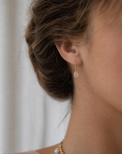 24k Gold Plated Pink Opal Earrings