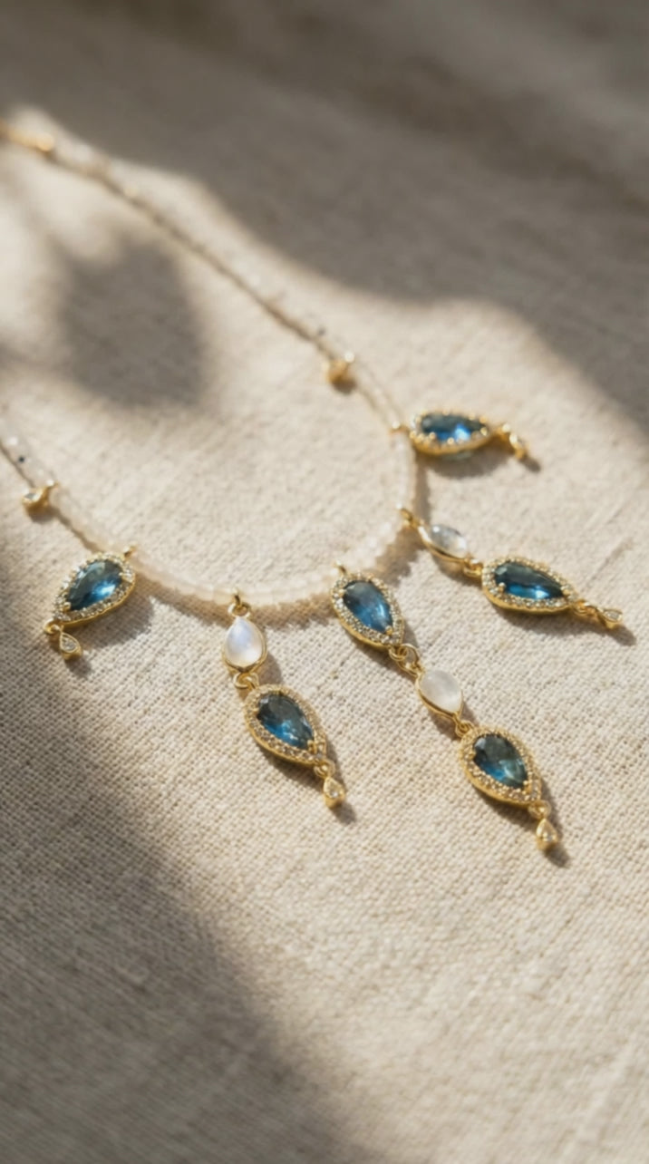 Celeste Iolite Moonstone Necklace