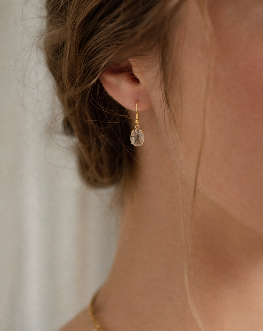 24k Gold Plated Rutilated Quartz Earrings